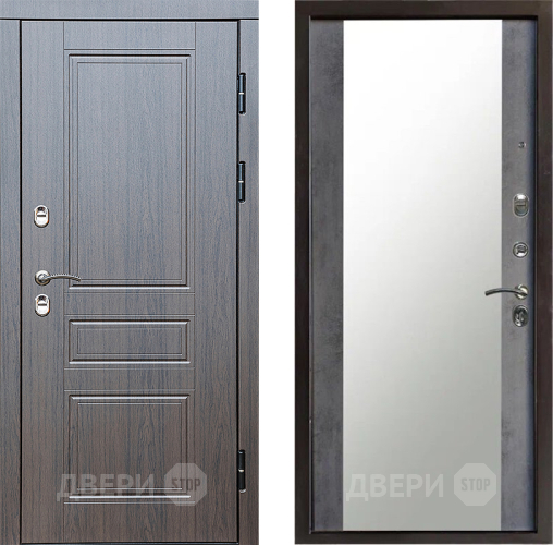 Входная металлическая Дверь Престиж TERMO с терморазрывом Классика Зеркало Бетон темный в Красногорск
