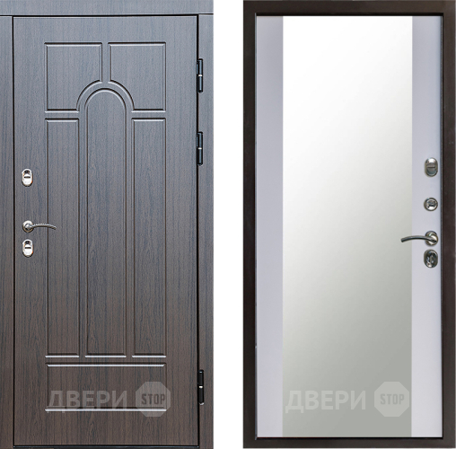 Входная металлическая Дверь Престиж TERMO с терморазрывом Арка Зеркало Белый софт в Красногорск