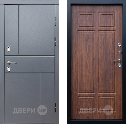 Входная металлическая Дверь Престиж TERMO с терморазрывом Горизонт Грэй Премиум Орех темный в Красногорск