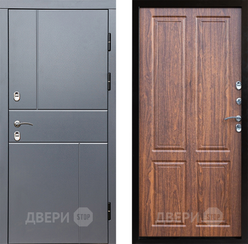 Входная металлическая Дверь Престиж TERMO с терморазрывом Горизонт Грэй Премиум Орех светлый в Красногорск
