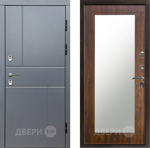 Входная металлическая Дверь Престиж TERMO с терморазрывом Горизонт Грэй Зеркало пастораль Дуб в Красногорск