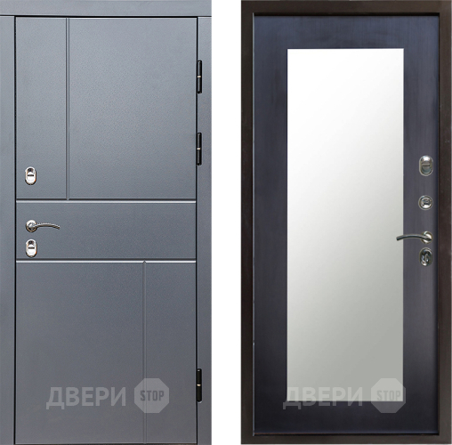 Входная металлическая Дверь Престиж TERMO с терморазрывом Горизонт Грэй Зеркало пастораль Венге в Красногорск