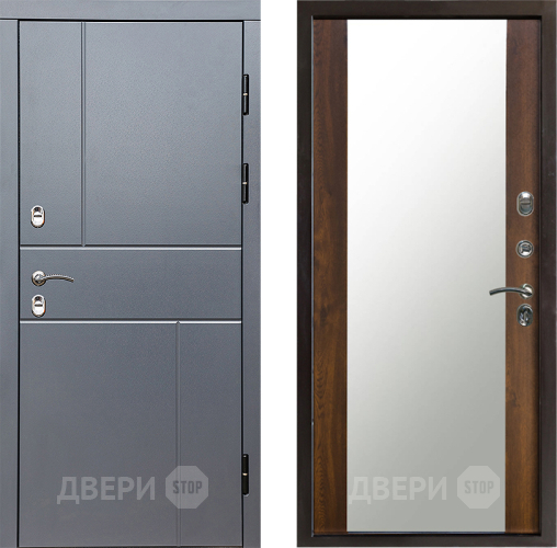 Входная металлическая Дверь Престиж TERMO с терморазрывом Горизонт Грэй Зеркало Дуб в Красногорск