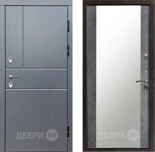 Входная металлическая Дверь Престиж TERMO с терморазрывом Горизонт Грэй Зеркало Бетон темный в Красногорск