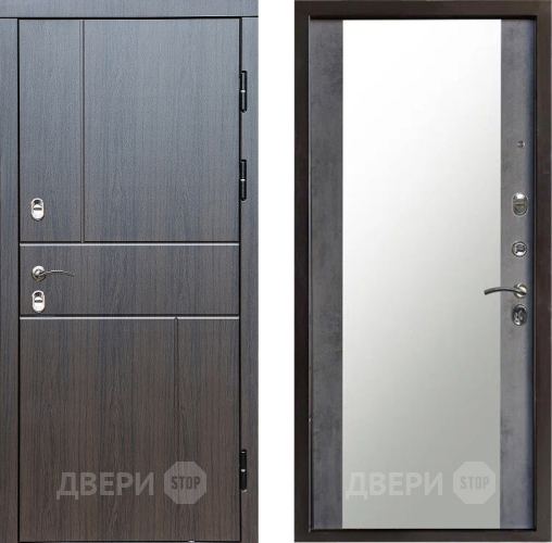 Входная металлическая Дверь Престиж TERMO с терморазрывом Горизонт Венге Зеркало Бетон темный в Красногорск