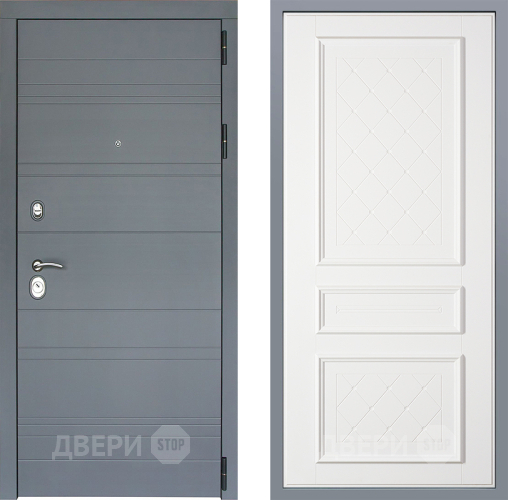 Дверь Заводские двери Лира Софт графит Урбино Белый софт в Красногорск