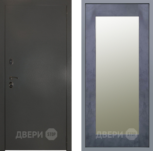 Дверь Заводские двери Эталон 3к антик серебро Зеркало Модерн Бетон темный в Красногорск