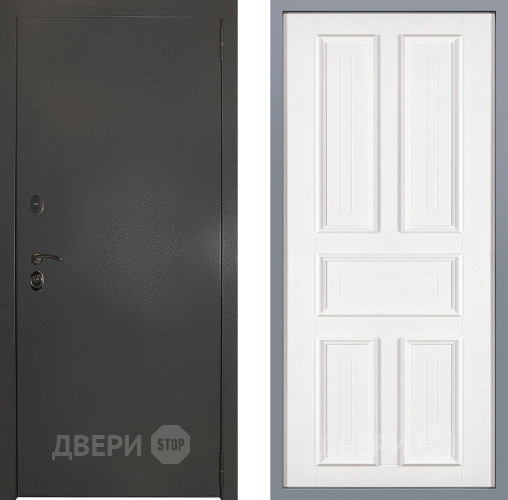 Дверь Заводские двери Эталон 3к антик серебро Уругвай Белый софт в Красногорск