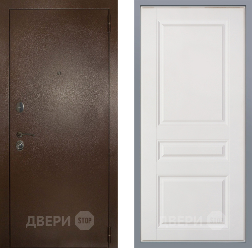 Дверь Заводские двери Эталон 3к антик медь Стокгольм Белый софт в Красногорск