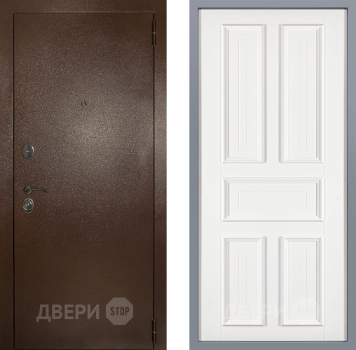 Дверь Заводские двери Эталон 3к антик медь Уругвай Белый софт в Красногорск