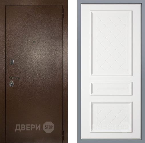 Дверь Заводские двери Эталон 3к антик медь Урбино Белый софт в Красногорск