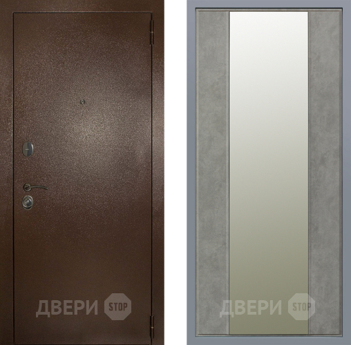 Дверь Заводские двери Эталон 3к антик медь Зеркало Макси Бетон темный в Красногорск