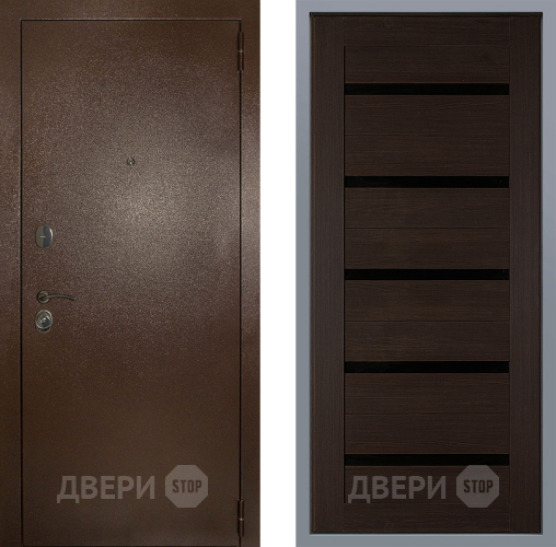 Дверь Заводские двери Эталон 3к антик медь СБ-1 орех тисненый в Красногорск