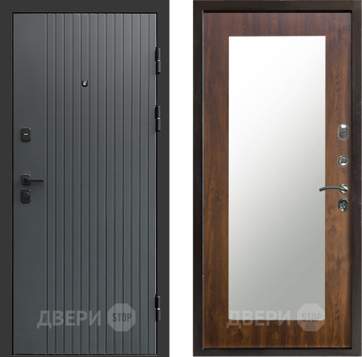 Входная металлическая Дверь Престиж Tvist Grey Зеркло Пастораль Дуб в Красногорск