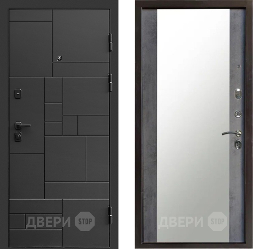 Входная металлическая Дверь Престиж Kvadro Зеркало Бетон темный в Красногорск