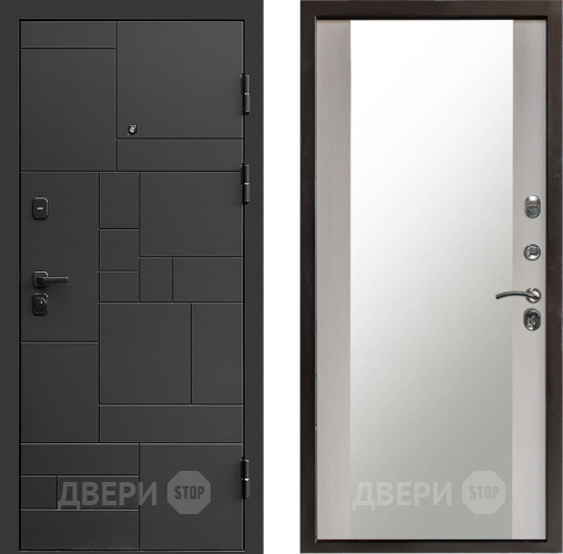 Входная металлическая Дверь Престиж Kvadro Зеркало Лиственница белая в Красногорск