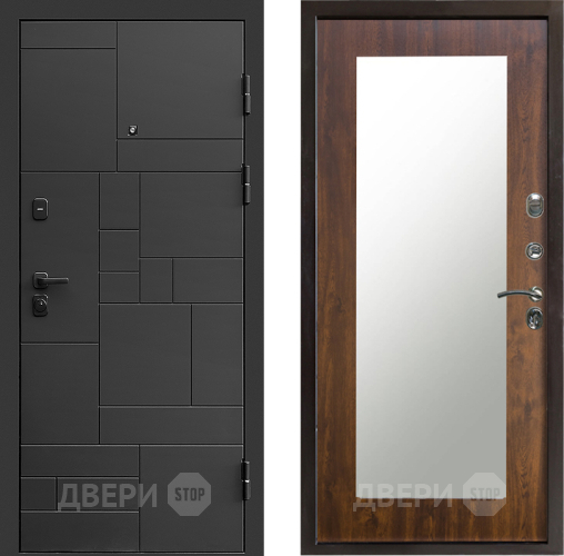 Входная металлическая Дверь Престиж Kvadro Зеркло Пастораль Дуб в Красногорск