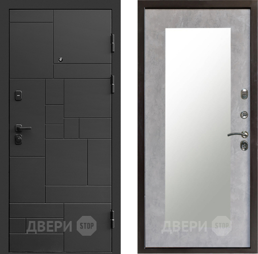 Входная металлическая Дверь Престиж Kvadro Зеркло Пастораль Бетон светлый в Красногорск