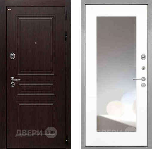 Дверь Интекрон (INTECRON) Брайтон Тиковое Дерево ФЛЗ-120-М Зеркало Белый матовый в Красногорск