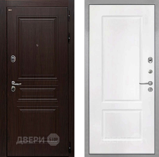 Входная металлическая Дверь Интекрон (INTECRON) Брайтон Тиковое Дерево КВ-2 Белый матовый в Красногорск