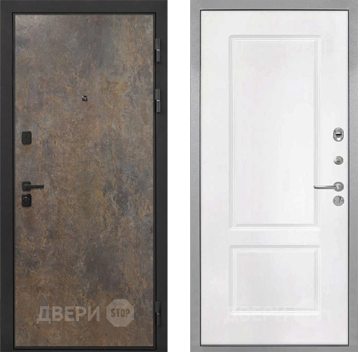 Входная металлическая Дверь Интекрон (INTECRON) Профит Black Гранж КВ-2 Белый матовый в Красногорск