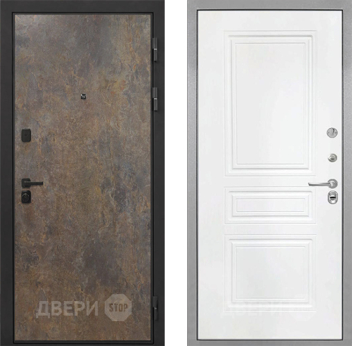 Входная металлическая Дверь Интекрон (INTECRON) Профит Black Гранж ФЛ-243 Белый матовый в Красногорск