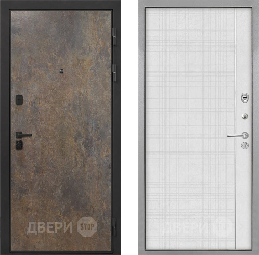 Входная металлическая Дверь Интекрон (INTECRON) Профит Black Гранж В-07 с молдингом Лофт белый в Красногорск