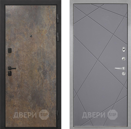 Входная металлическая Дверь Интекрон (INTECRON) Профит Black Гранж Лучи-М Графит софт в Красногорск