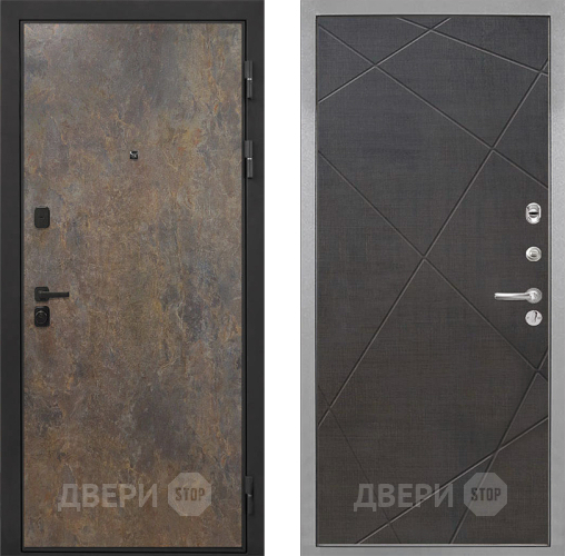Входная металлическая Дверь Интекрон (INTECRON) Профит Black Гранж Лучи-М Венге распил кофе в Красногорск