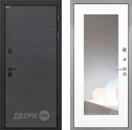 Входная металлическая Дверь Интекрон (INTECRON) Профит Black Эковенге ФЛЗ-120-М Зеркало Белый матовый в Красногорск