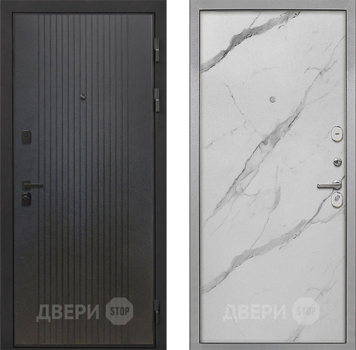 Входная металлическая Дверь Интекрон (INTECRON) Профит Black ФЛ-295 Гладкая Мрамор натуральный арктик в Красногорск