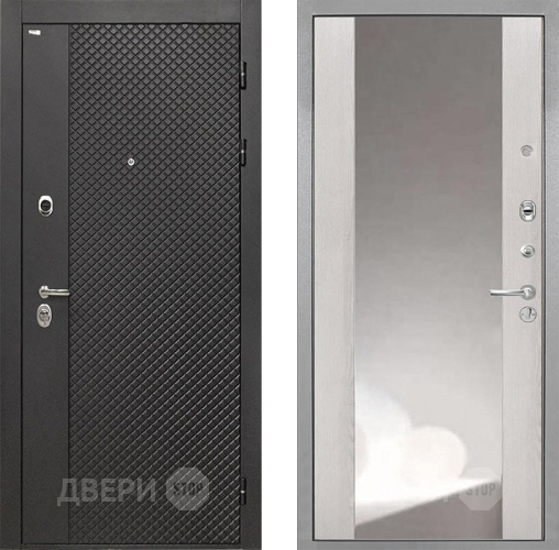 Входная металлическая Дверь Интекрон (INTECRON) Олимпия Black 4К ФЛЗ-516 Зеркало Сосна белая в Красногорск