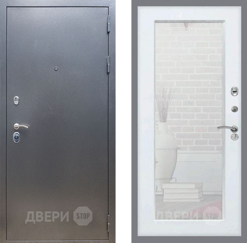Входная металлическая Дверь Рекс (REX) 11 Зеркало Пастораль Силк Сноу в Красногорск