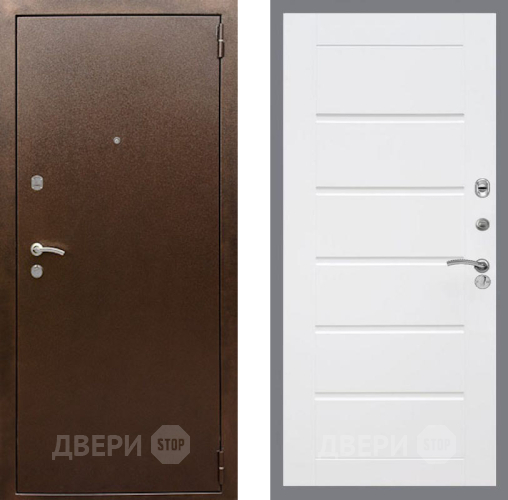 Входная металлическая Дверь Рекс (REX) 1А Медный Антик Сити Белый ясень в Красногорск
