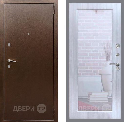 Входная металлическая Дверь Рекс (REX) 1А Медный Антик Зеркало Пастораль Сандал белый в Красногорск