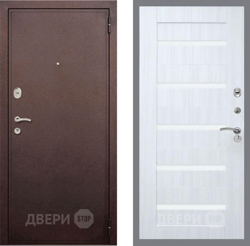 Входная металлическая Дверь Рекс (REX) 2 Медный Антик СБ-14 стекло белое Сандал белый в Красногорск