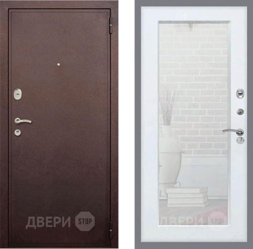 Входная металлическая Дверь Рекс (REX) 2 Медный Антик Зеркало Пастораль Силк Сноу в Красногорск
