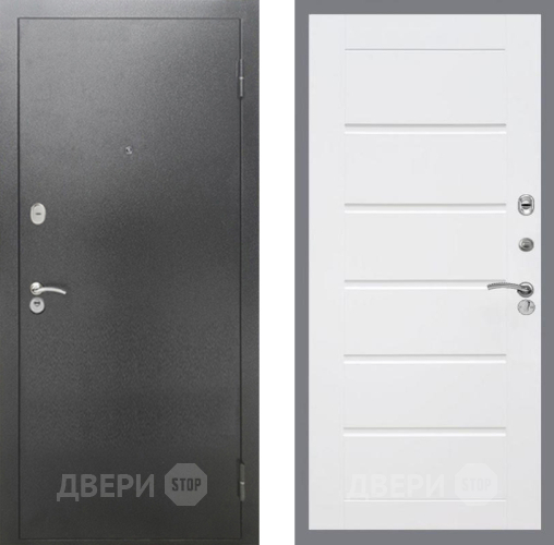 Входная металлическая Дверь Рекс (REX) 2А Серебро Антик Сити Белый ясень в Красногорск