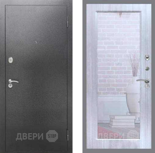 Входная металлическая Дверь Рекс (REX) 2А Серебро Антик Зеркало Пастораль Сандал белый в Красногорск
