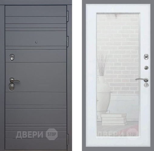 Входная металлическая Дверь Рекс (REX) 14 силк титан Зеркало Пастораль Силк Сноу в Красногорск