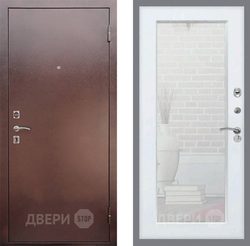 Входная металлическая Дверь Рекс (REX) 1 Зеркало Пастораль Силк Сноу в Красногорск