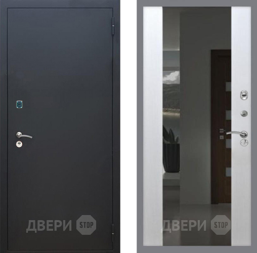 Входная металлическая Дверь Рекс (REX) 1A Черный Муар СБ-16 с Зеркалом Лиственница беж в Красногорск