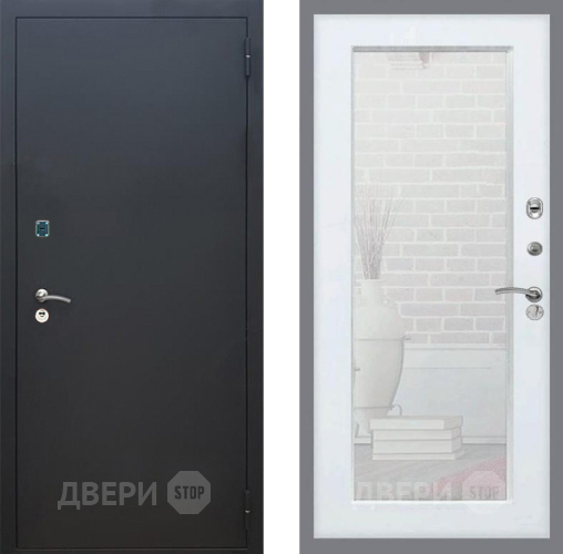 Входная металлическая Дверь Рекс (REX) 1A Черный Муар Зеркало Пастораль Силк Сноу в Красногорск