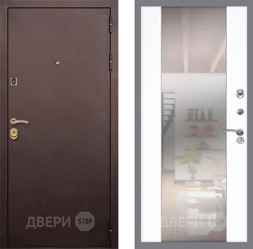 Входная металлическая Дверь Рекс (REX) Лайт 3К СБ-16 Зеркало Силк Сноу в Красногорск