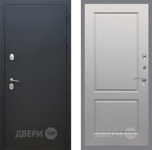 Входная металлическая Дверь Рекс (REX) 5 Черный Муар FL-117 Грей софт в Красногорск