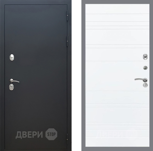 Входная металлическая Дверь Рекс (REX) 5 Черный Муар Line Силк Сноу в Красногорск