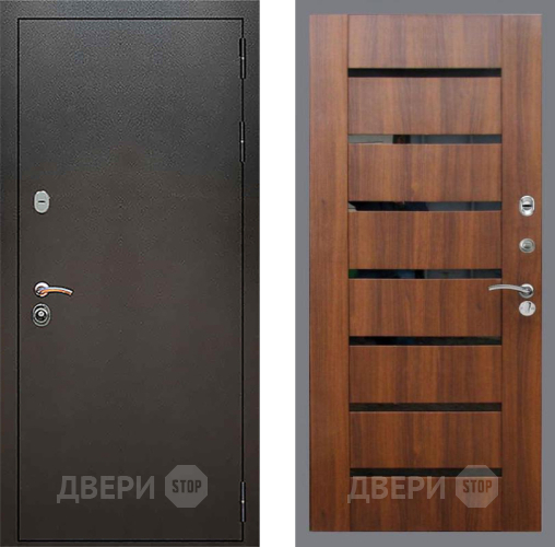 Входная металлическая Дверь Рекс (REX) 5 Серебро Антик СБ-14 стекло черное Орех бренди в Красногорск