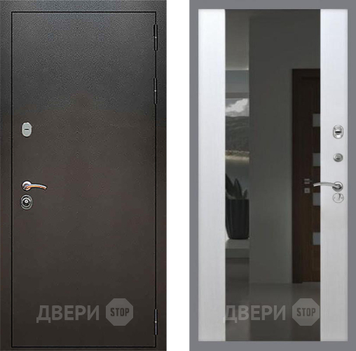 Входная металлическая Дверь Рекс (REX) 5 Серебро Антик СБ-16 с Зеркалом Лиственница беж в Красногорск
