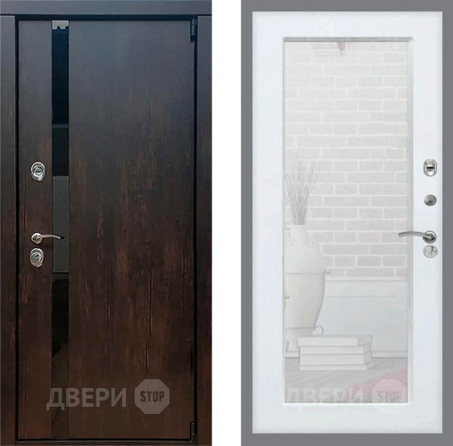 Входная металлическая Дверь Рекс (REX) 26 Зеркало Пастораль Белый ясень в Красногорск