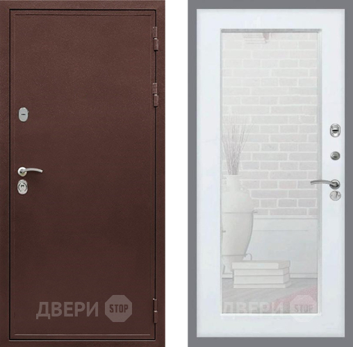 Входная металлическая Дверь Рекс (REX) 5 металл 3 мм Зеркало Пастораль Силк Сноу в Красногорск